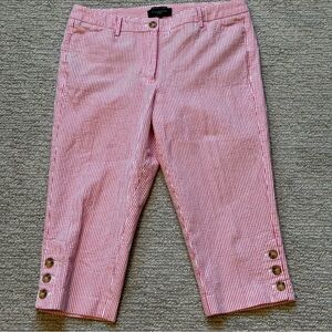 Talbots |‎ Womens Size 8P Red White The Perfect Skimmer Seersucker Pants